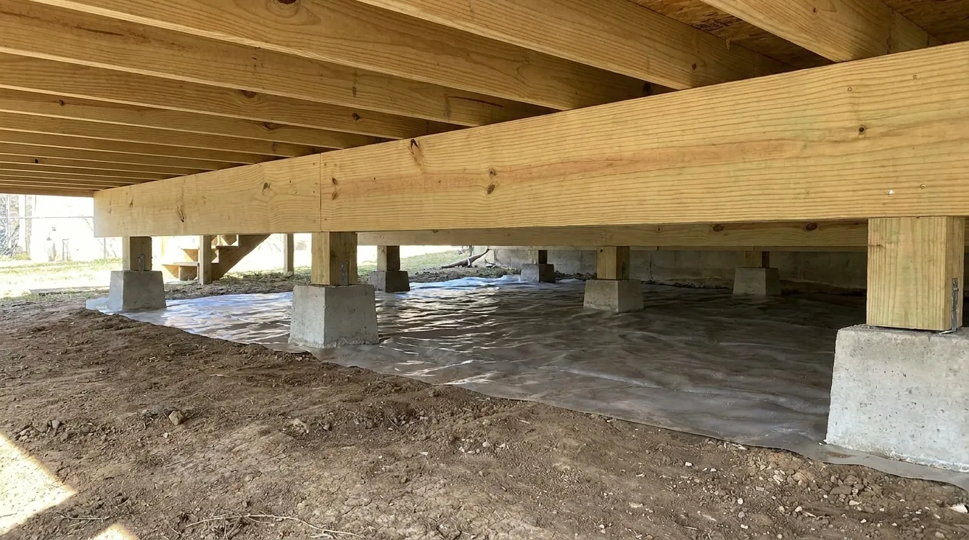 Crawl space support beneath a Waxahachie home