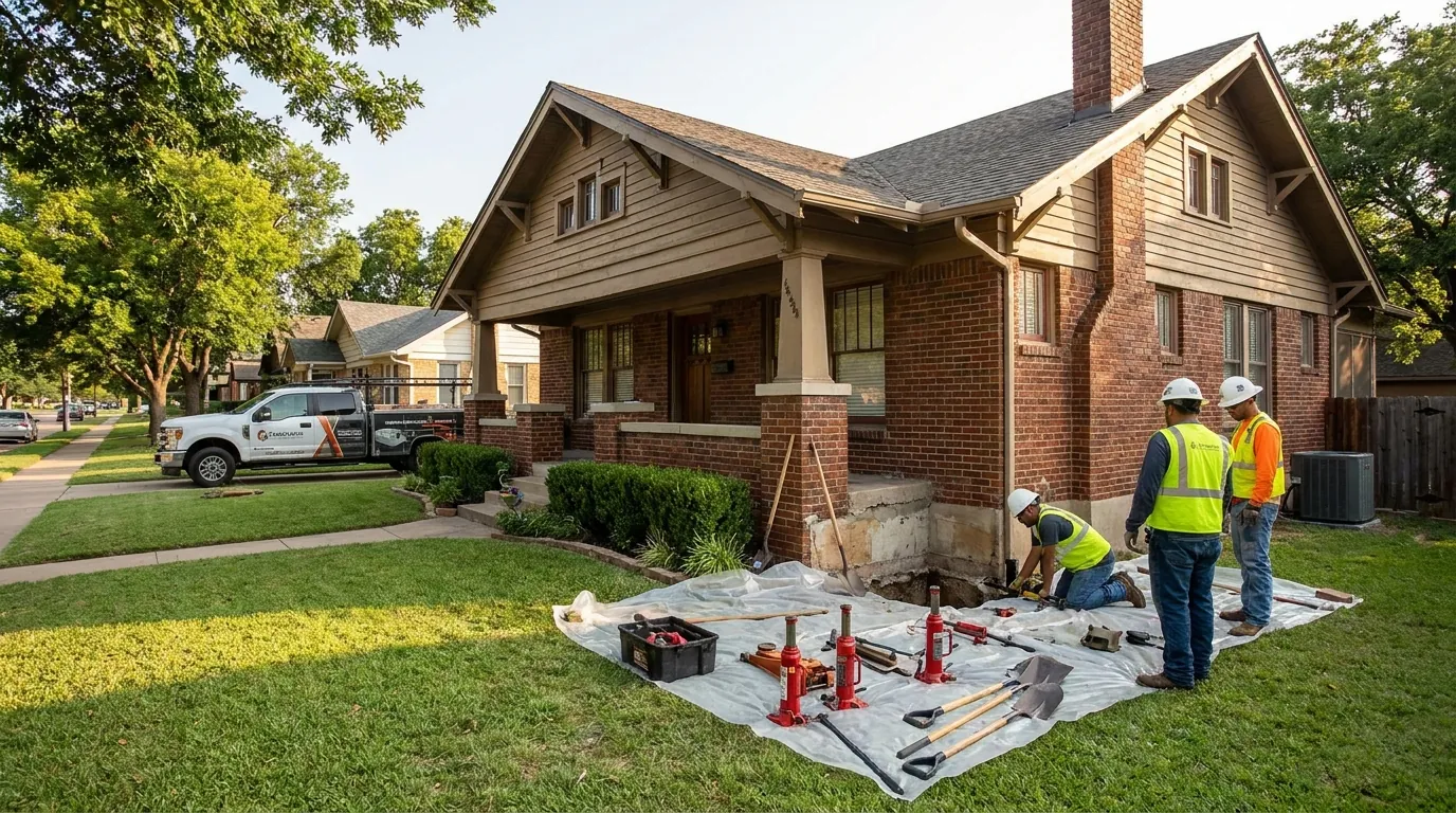 Foundation repair work on a Waxahachie home