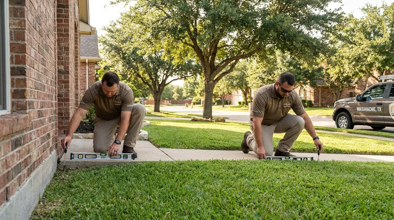 Home foundation being inspected in Waxahachie, TX