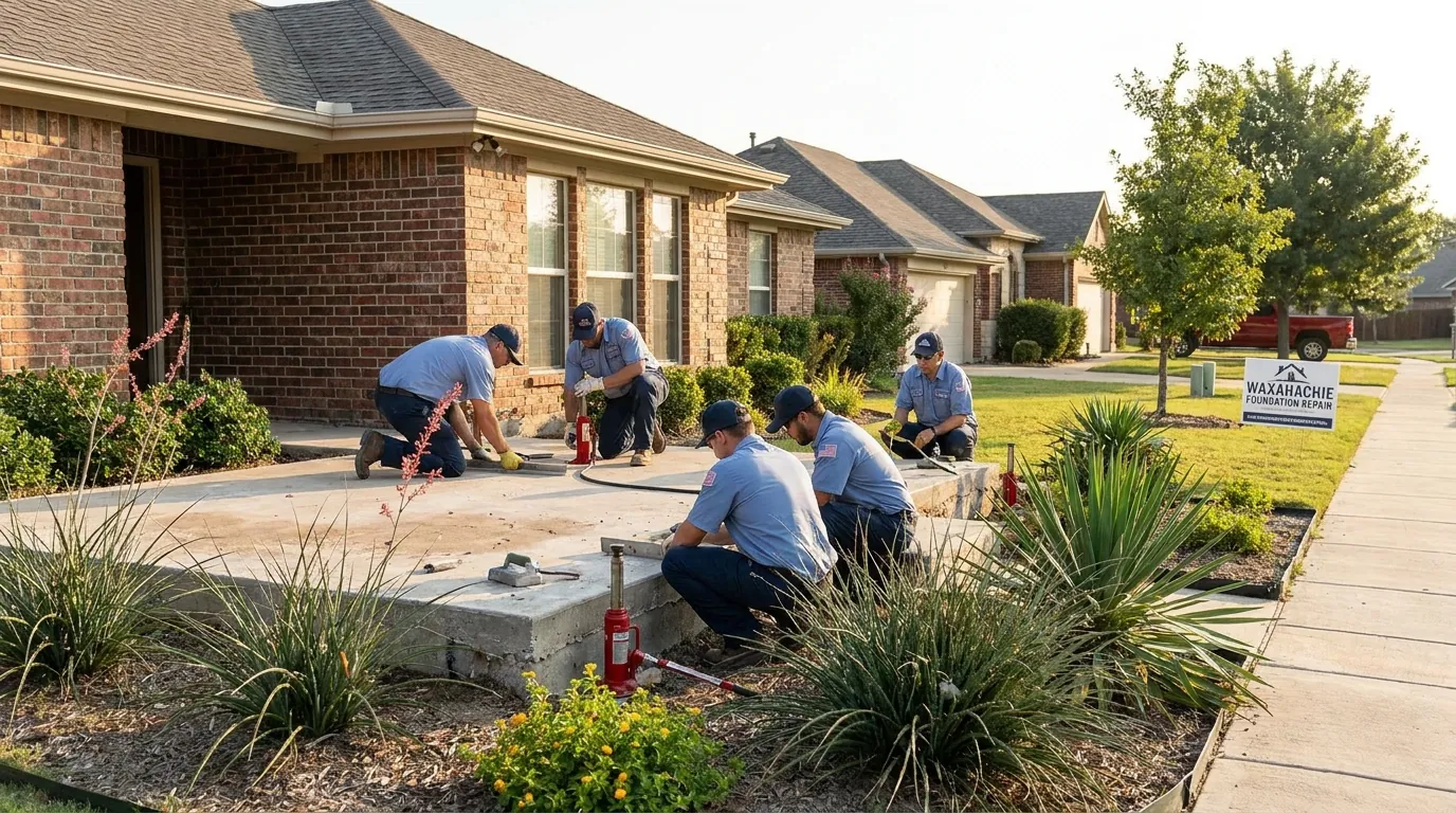 Concrete slab foundation repair on a Waxahachie home